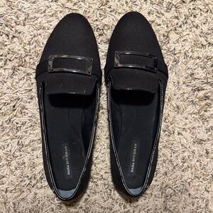 Dana Buchman Black Flats with Silver Buckle